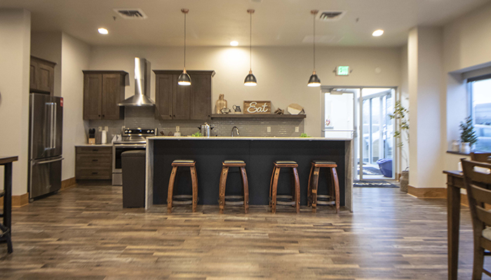 kitchen with stool seating  